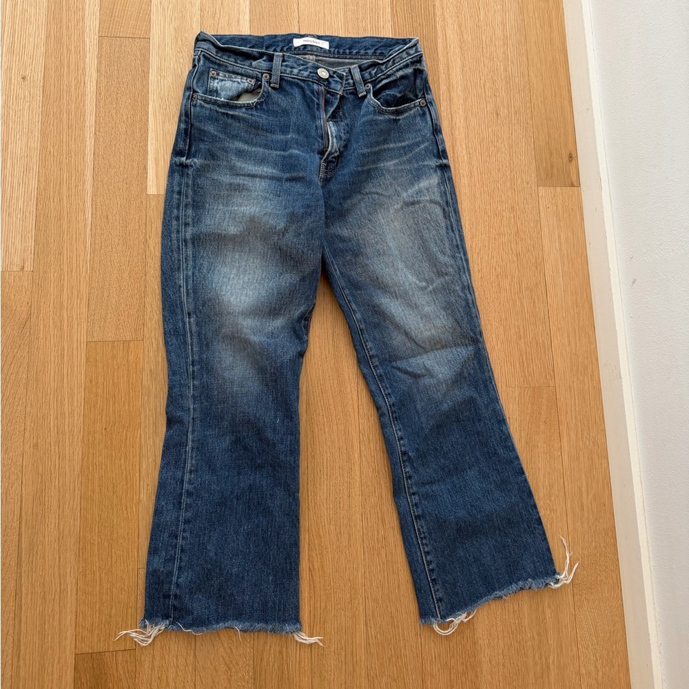 Moussy Distressed Blue Flare Jeans